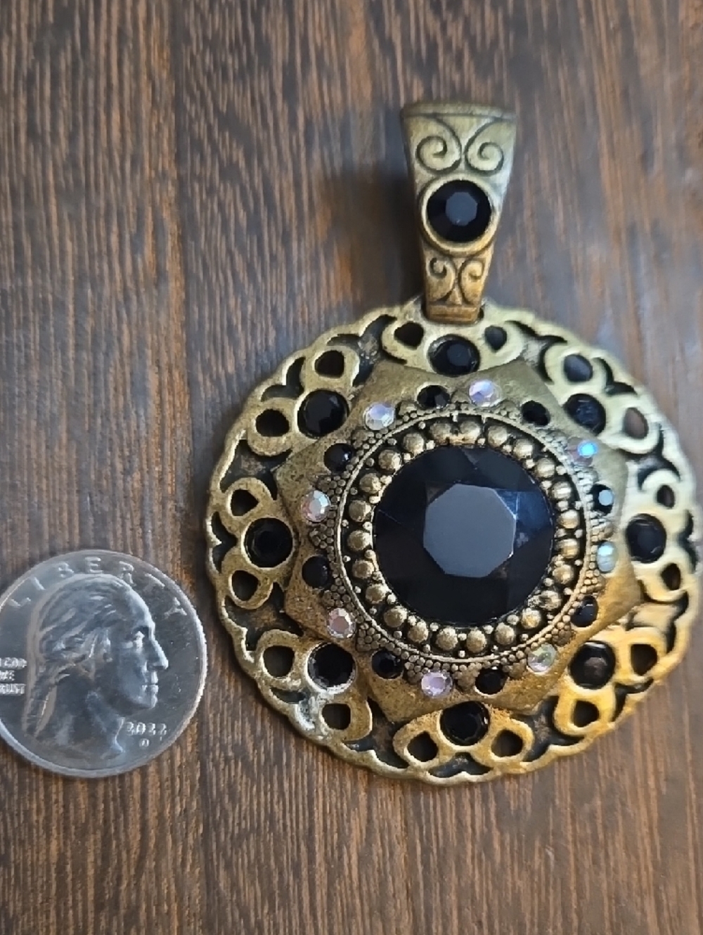 Chico's Gold-Tone Pendant Necklace with Black Stones - Picture 4 of 4